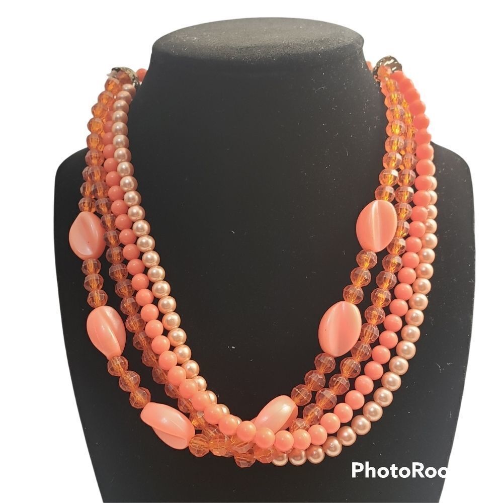 Vintage 4 strand coral necklace